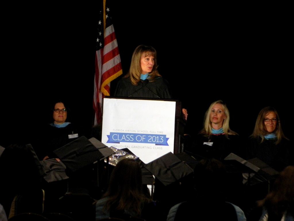 FLVS President & CEO, Julie Young, speaking to the FLVS FT inaugural graduating class of 2013